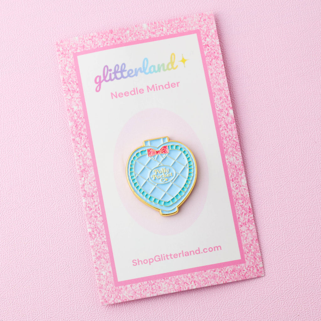 Blue Polly Pocket Doll Compact Needle Minder