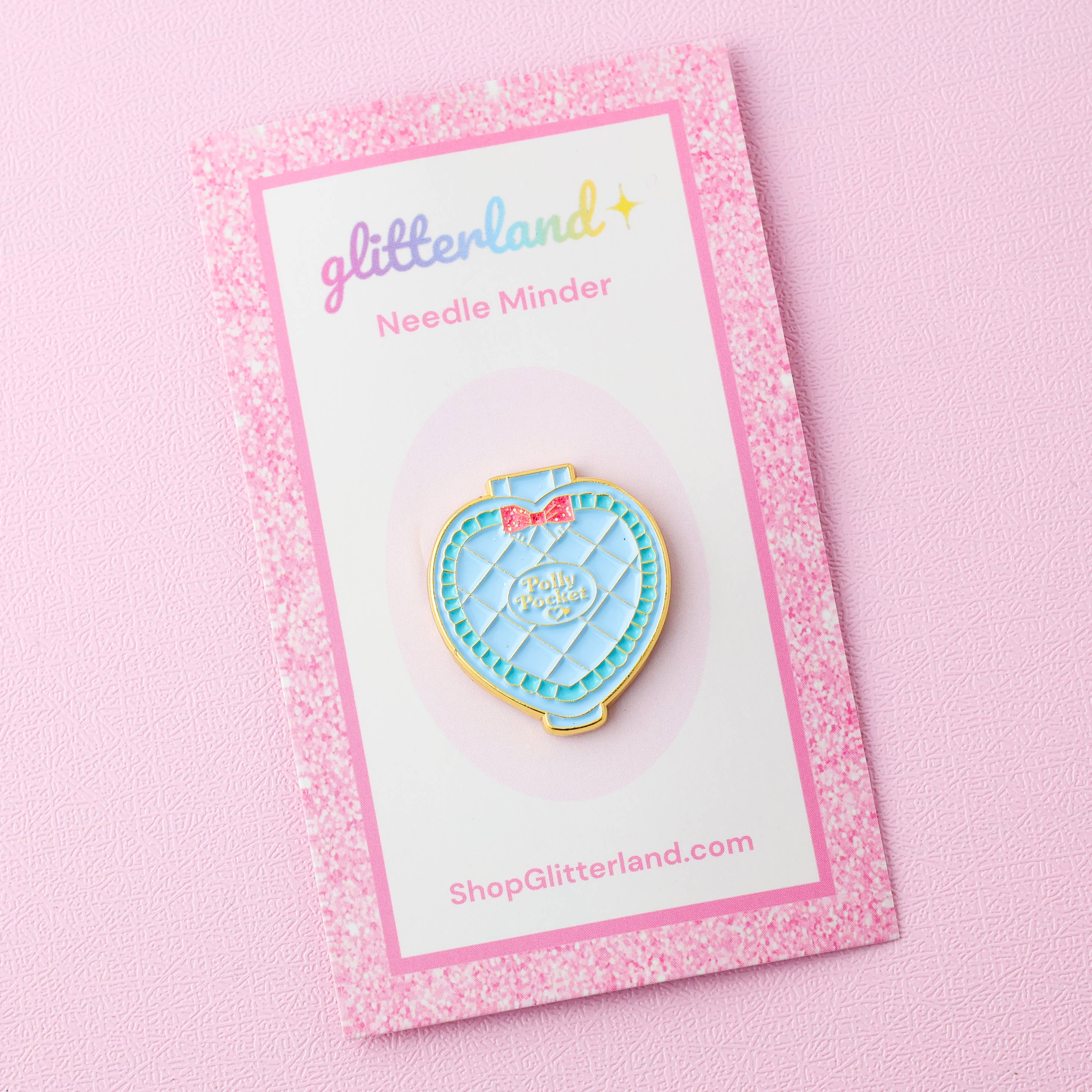 Blue Polly Pocket Doll Compact Needle Minder