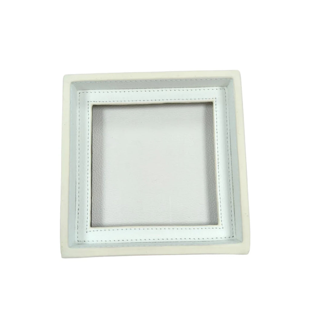 Interchangeable Needlepoint Leather Coaster (True White)