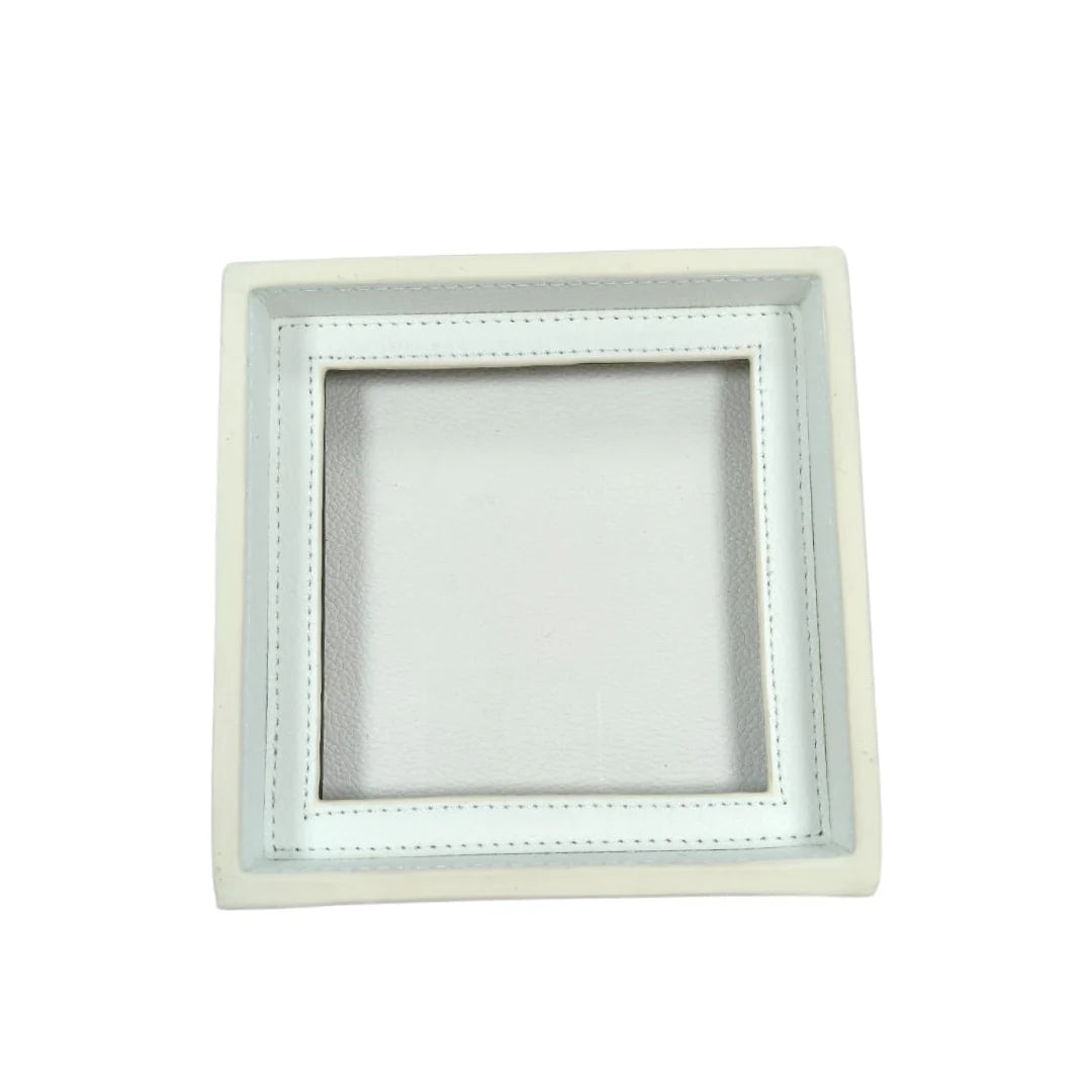 Interchangeable Needlepoint Leather Coaster (True White)