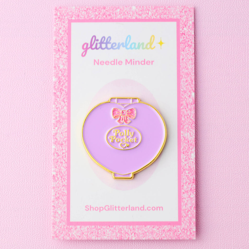 Purple Polly Pocket Doll Compact Needle Minder