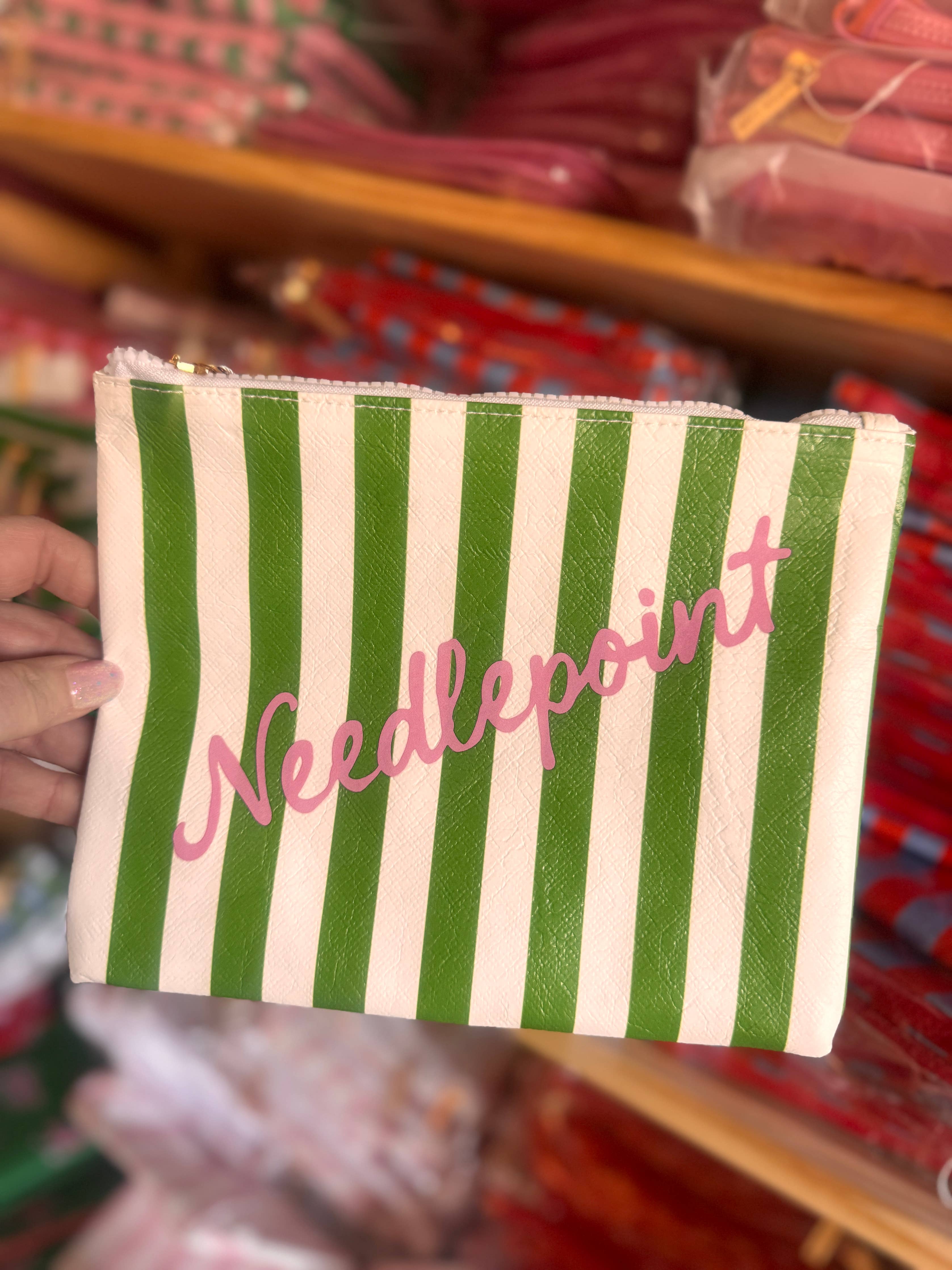 Needlepoint Bag Green Strip