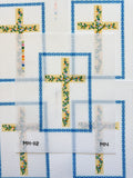 Floral Cross Blue Chain Border Canvas