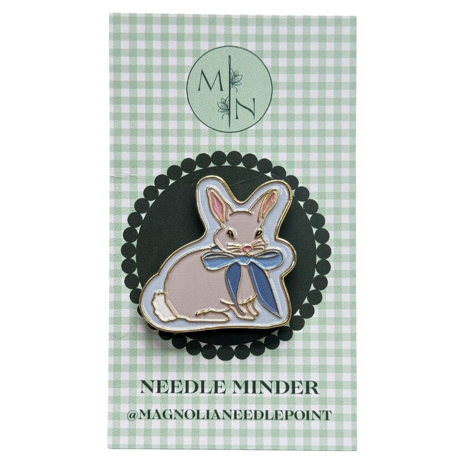 Blue Bow Bunny Needle Minder