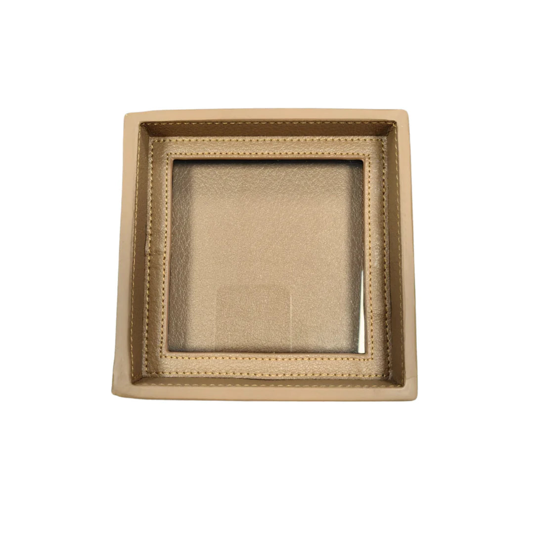 Interchangeable Needlepoint Leather Coaster (Camel)