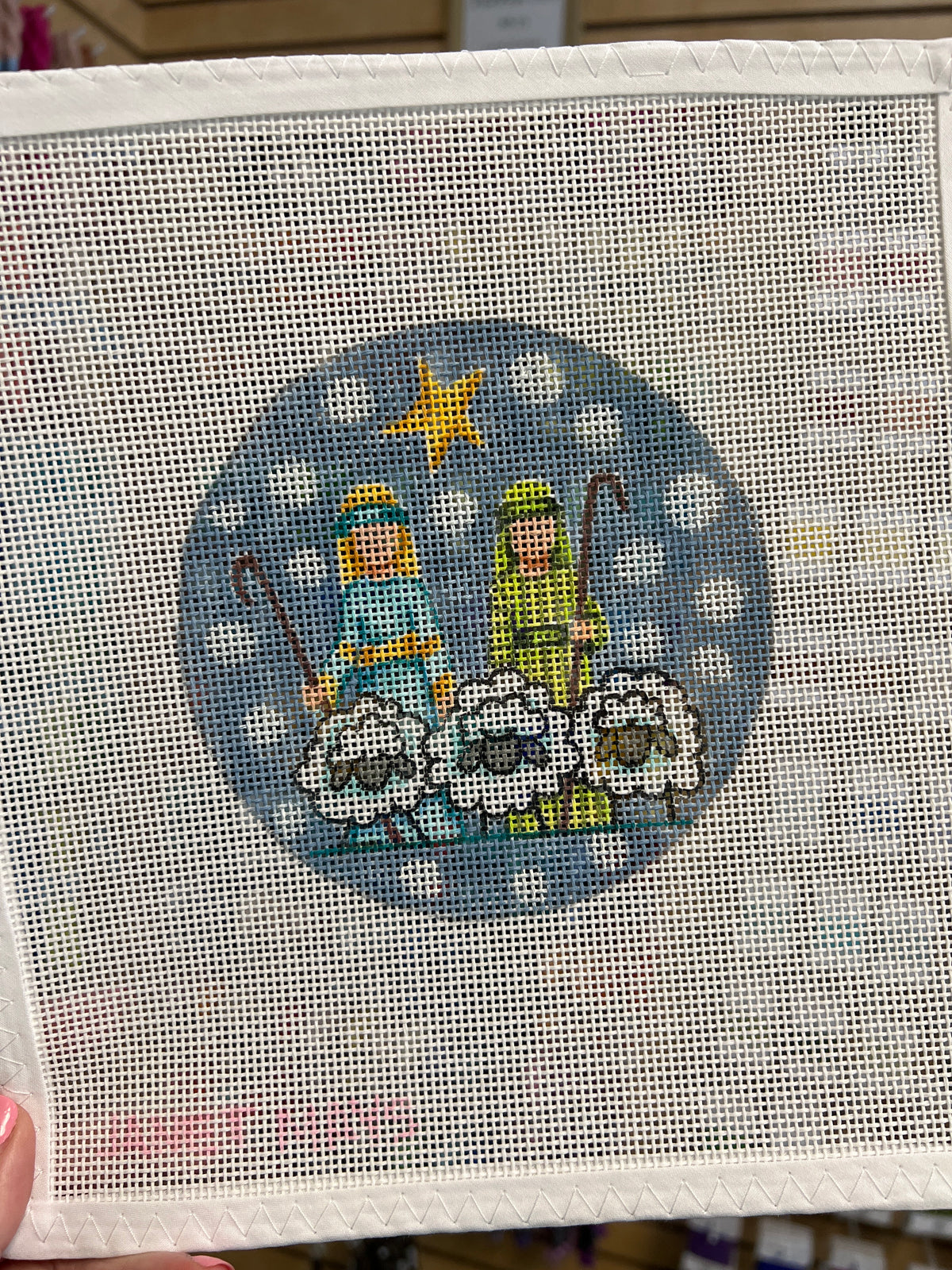 Shepherd with Sheep Canvas