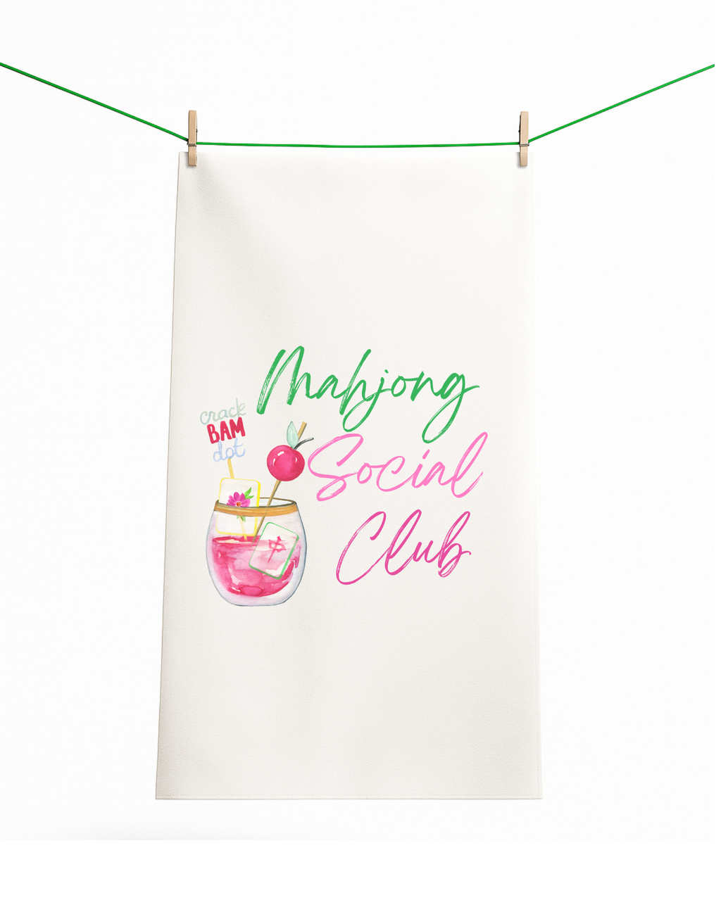 Mahjong Social Club Cute Hostess Tea Towel