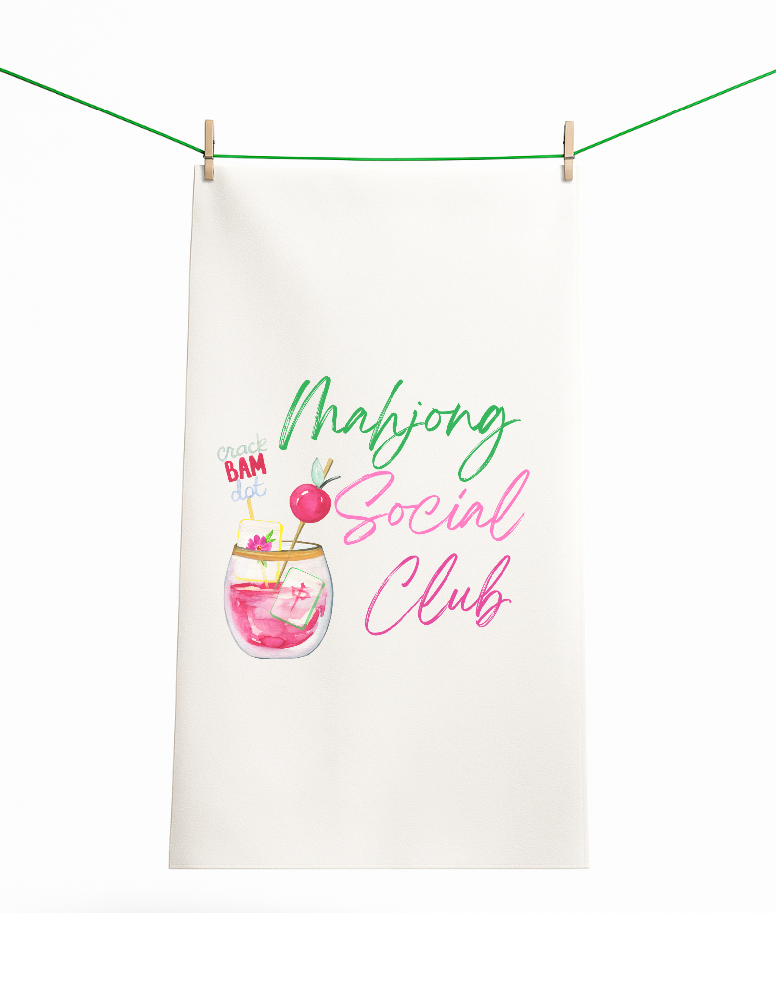 Mahjong Social Club Cute Hostess Tea Towel