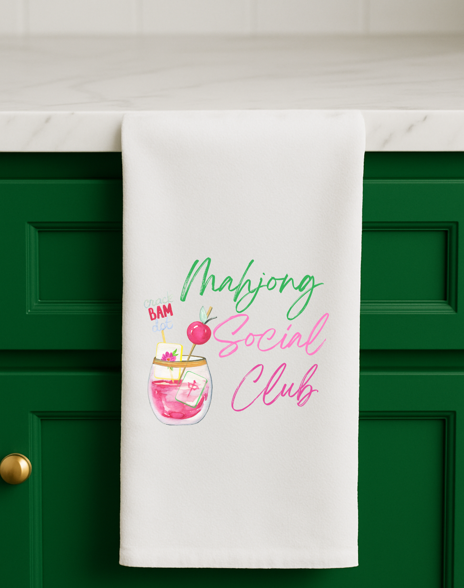 Mahjong Social Club Cute Hostess Tea Towel