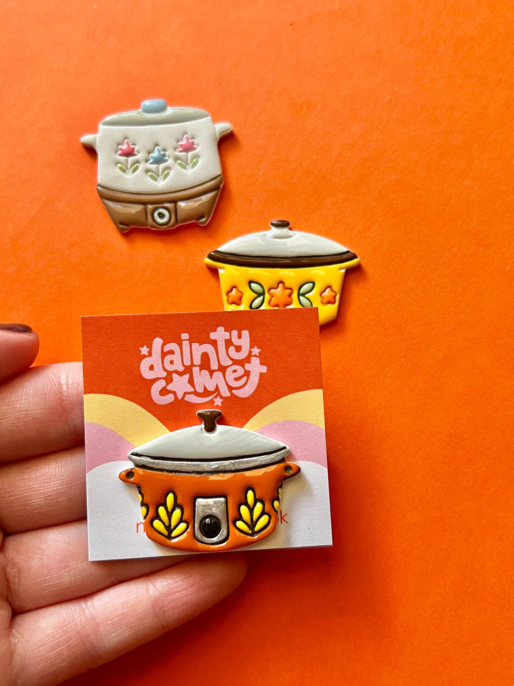 Retro Crock Pot Needle Minders: Orange Crock Pot