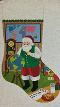 Mapping the Route Santa with Globe Stocking Canvas