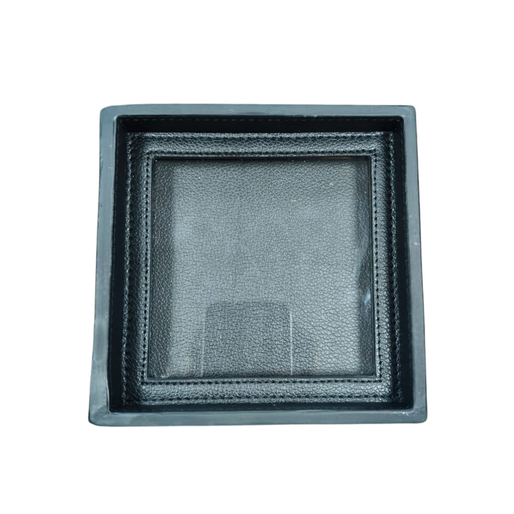Interchangeable Needlepoint Leather Coaster (Black)