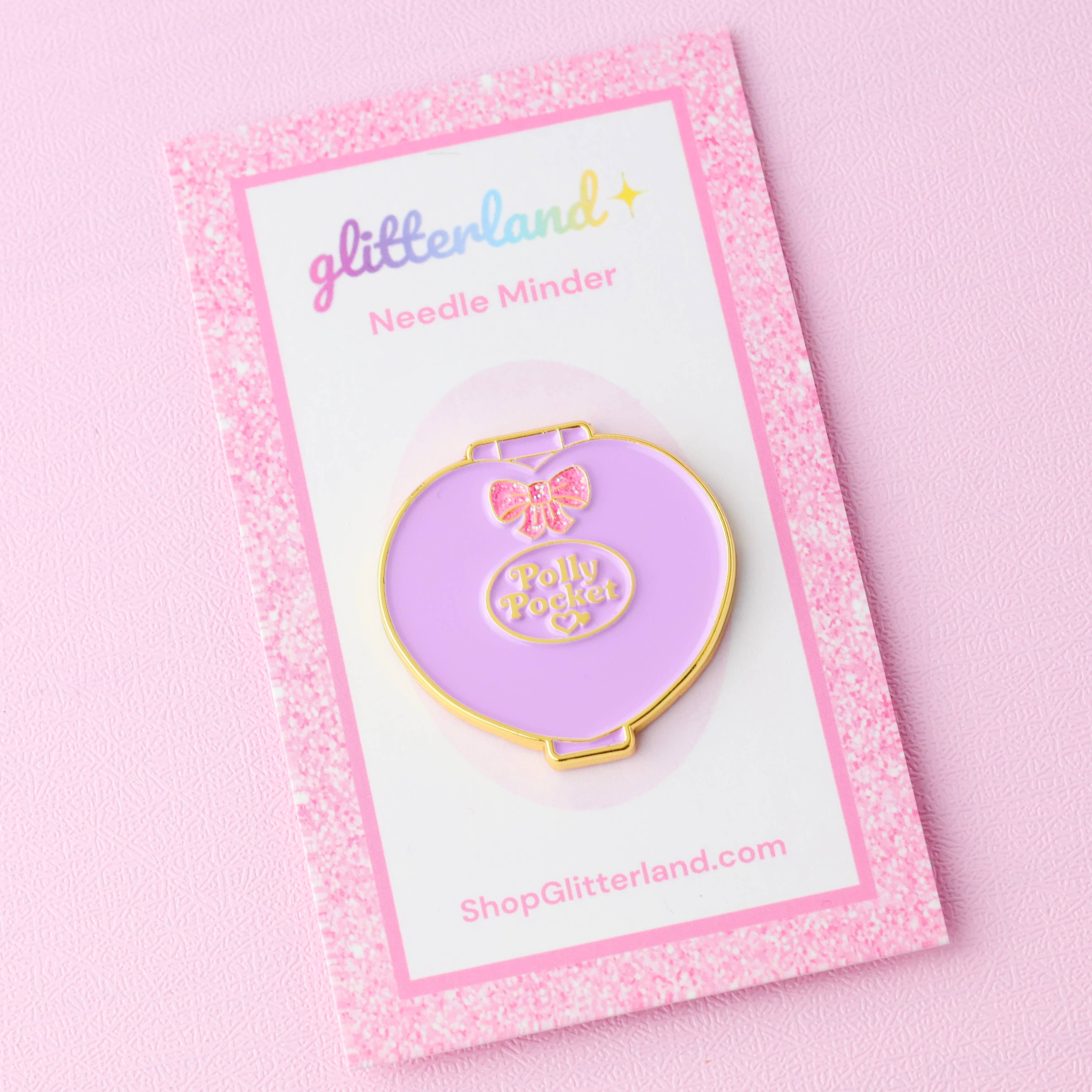 Purple Polly Pocket Doll Compact Needle Minder