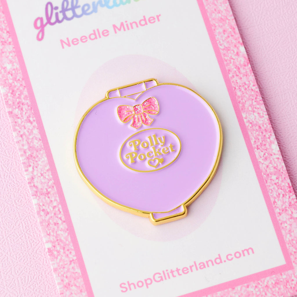 Purple Polly Pocket Doll Compact Needle Minder