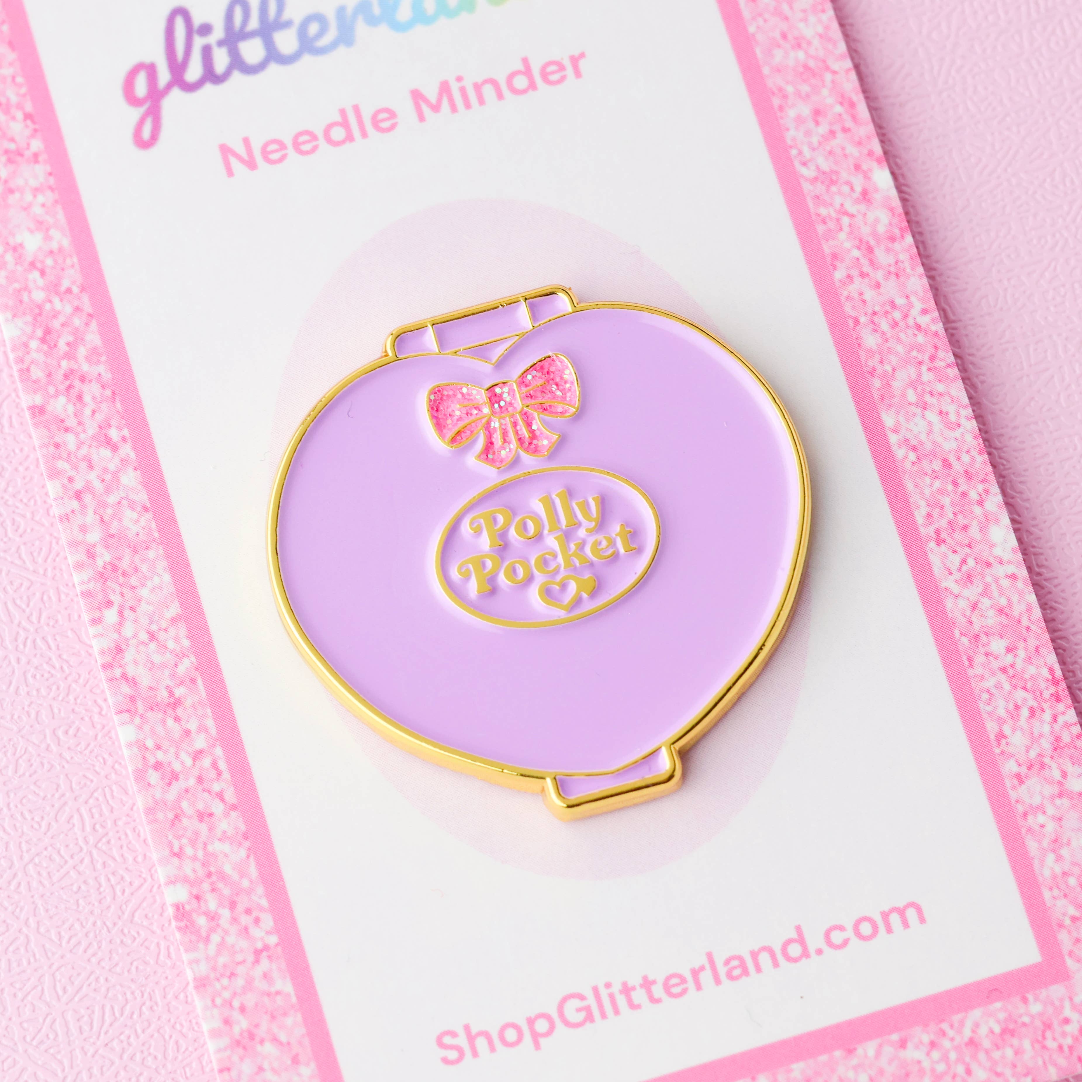 Purple Polly Pocket Doll Compact Needle Minder
