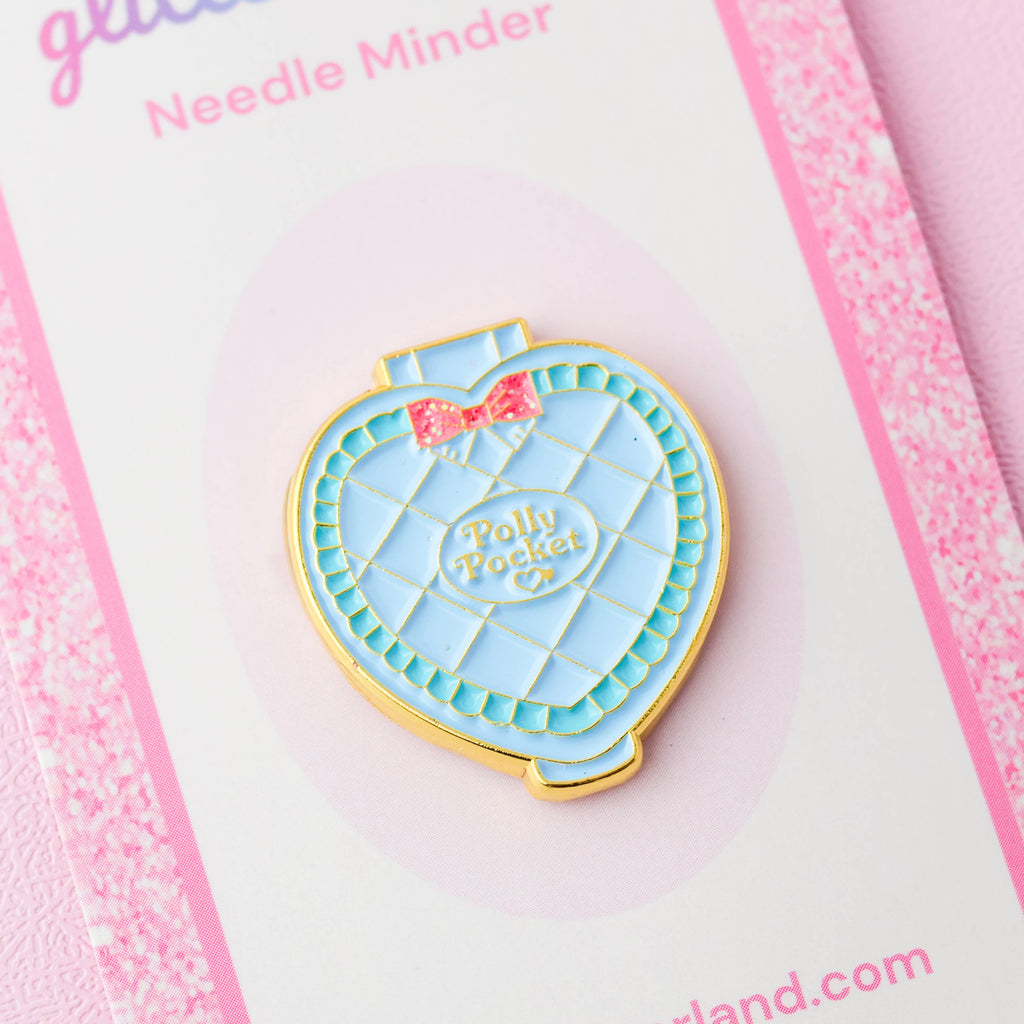 Blue Polly Pocket Doll Compact Needle Minder