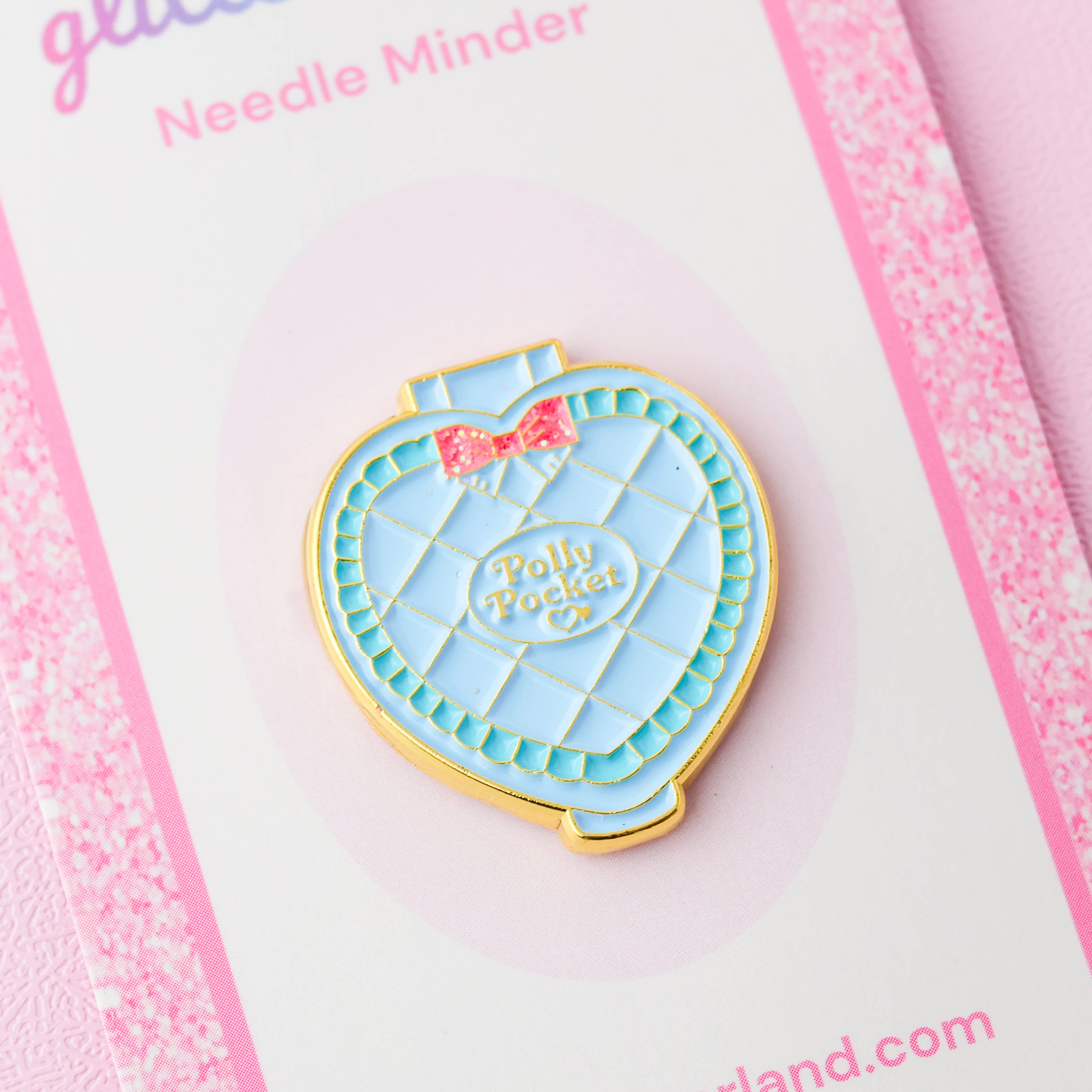 Blue Polly Pocket Doll Compact Needle Minder