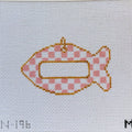 Pink Check Cat Tag Canvas: No Name