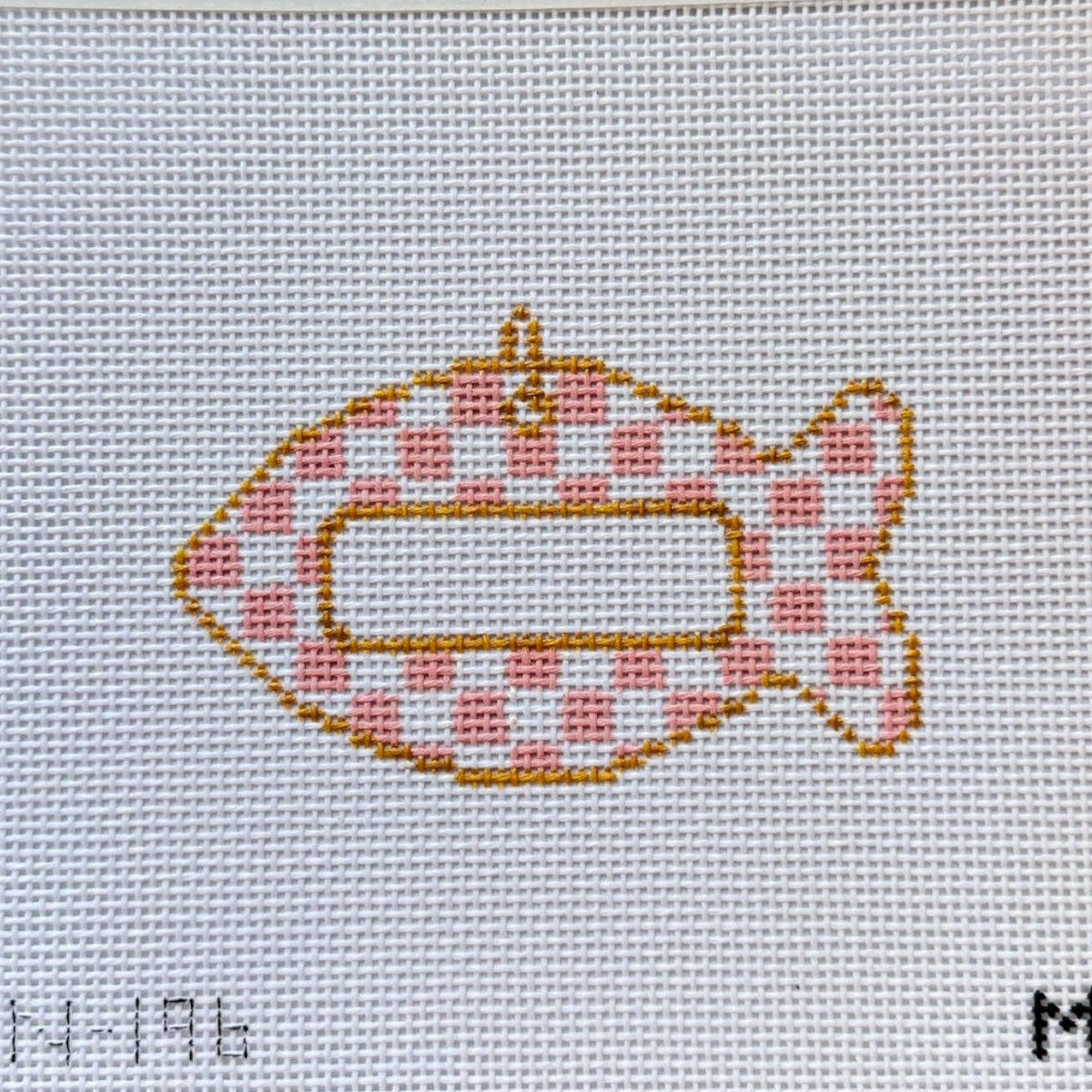 Pink Check Cat Tag Canvas: No Name