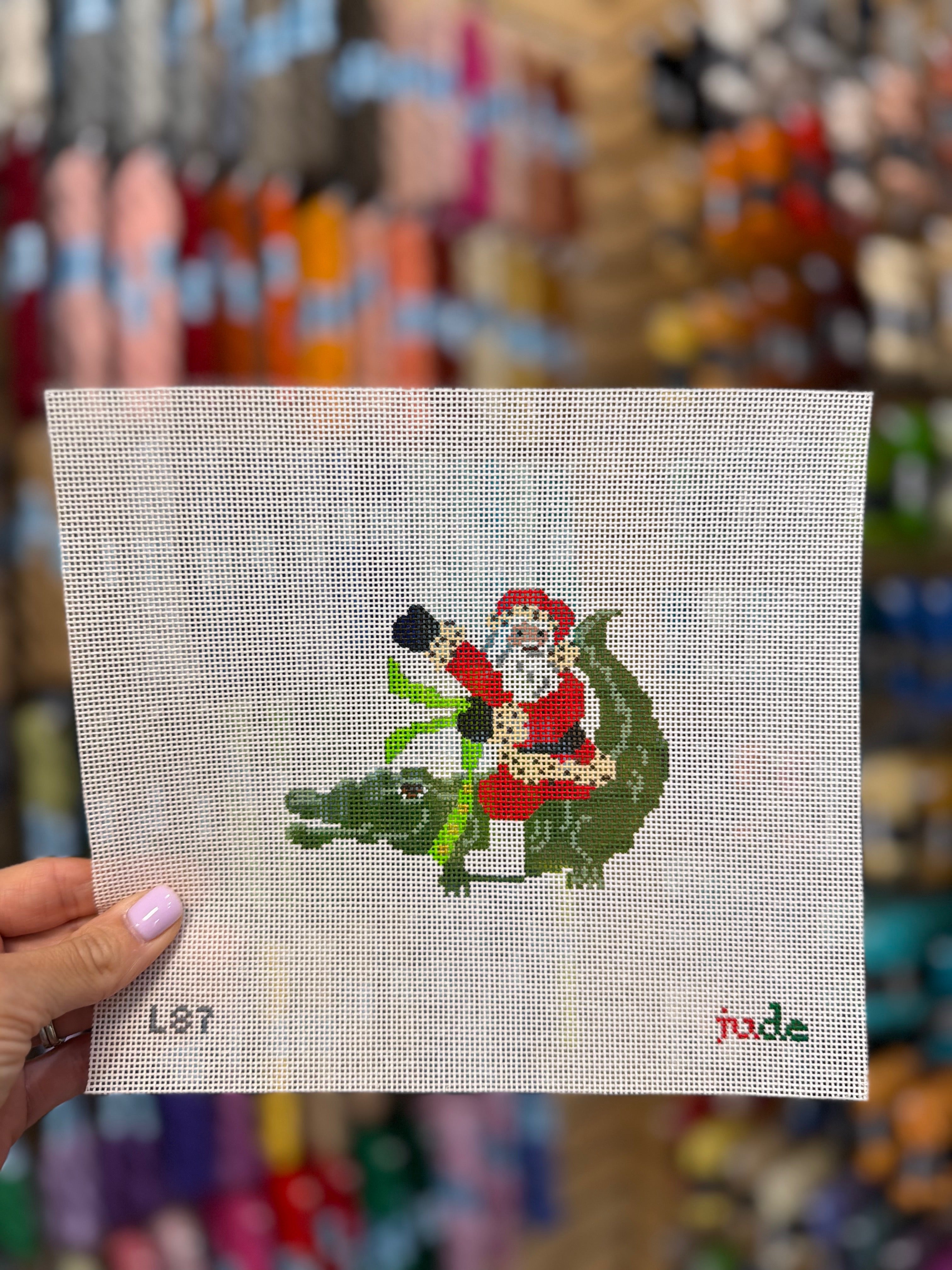 Santa on Alligator Canvas