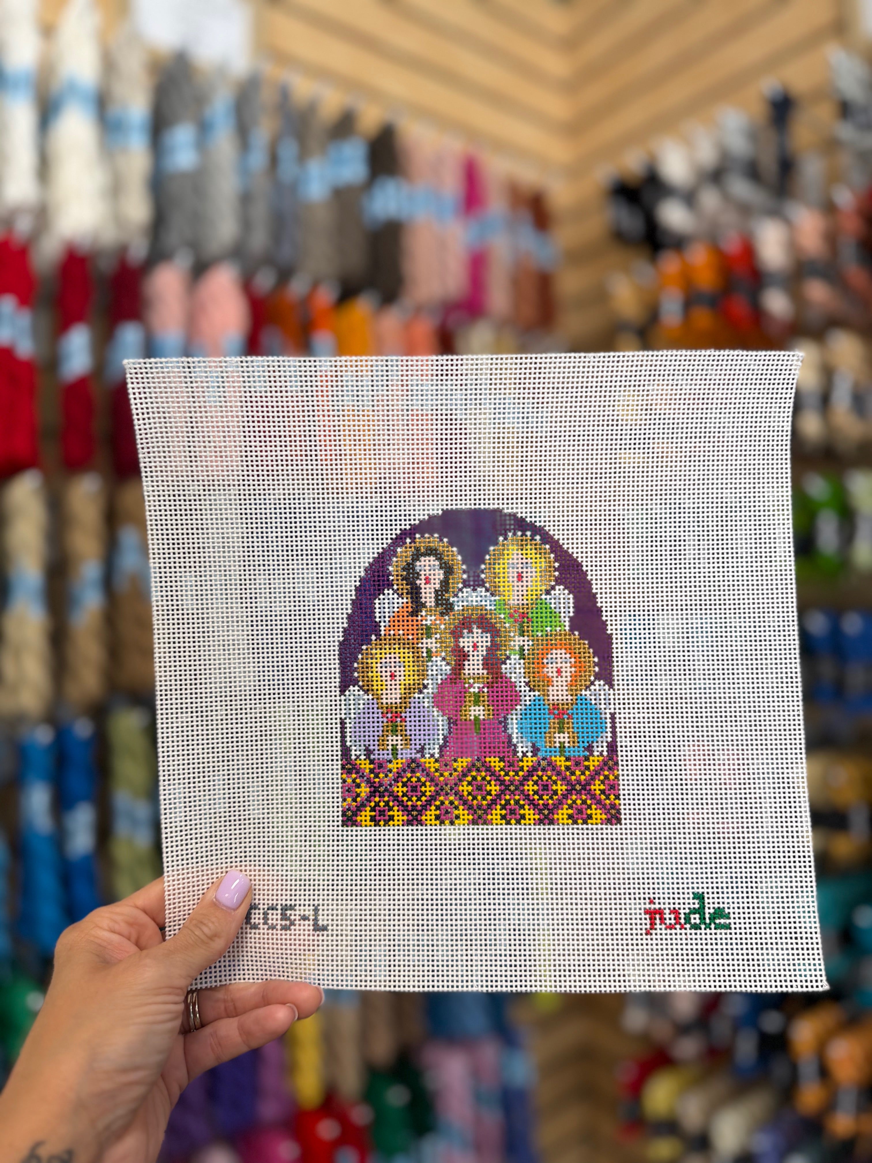 5 Angels Praising Nativity Canvas