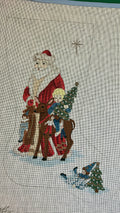 Santa with Child and Blue Toys Stocking Canvas
