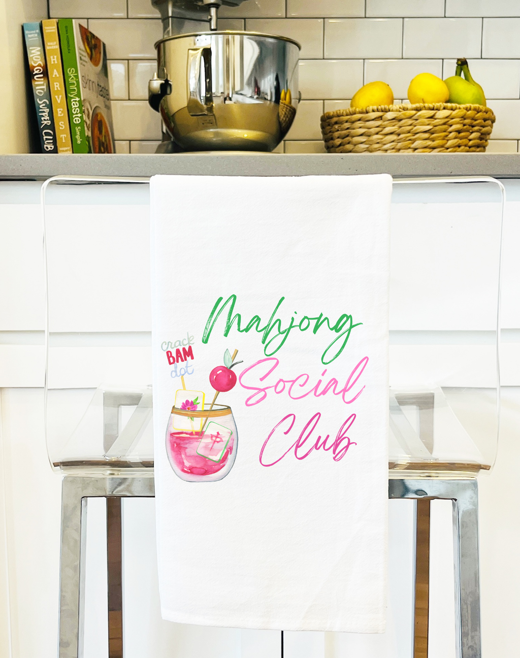 Mahjong Social Club Cute Hostess Tea Towel