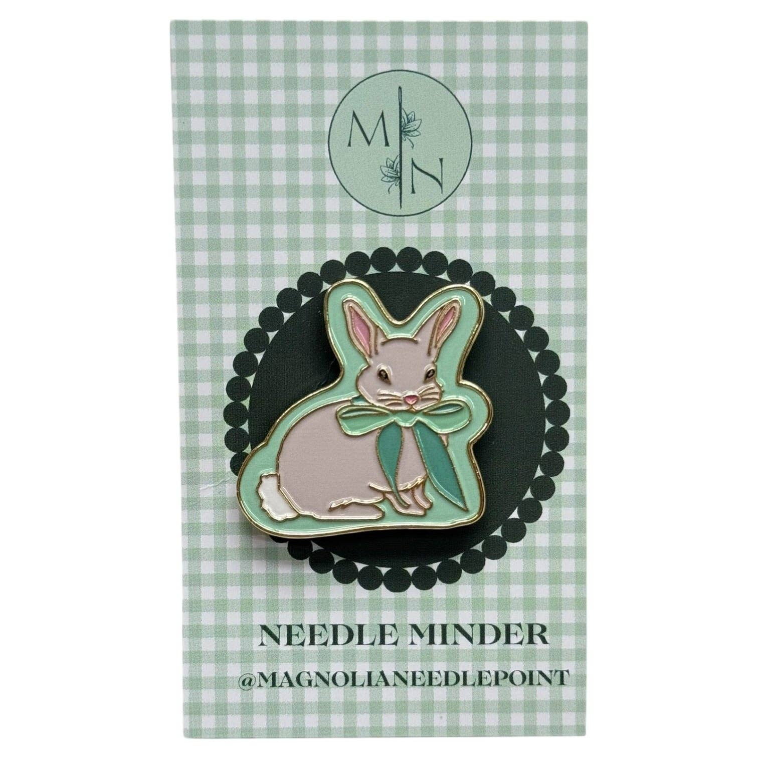 Green Bow Bunny Needle Minder