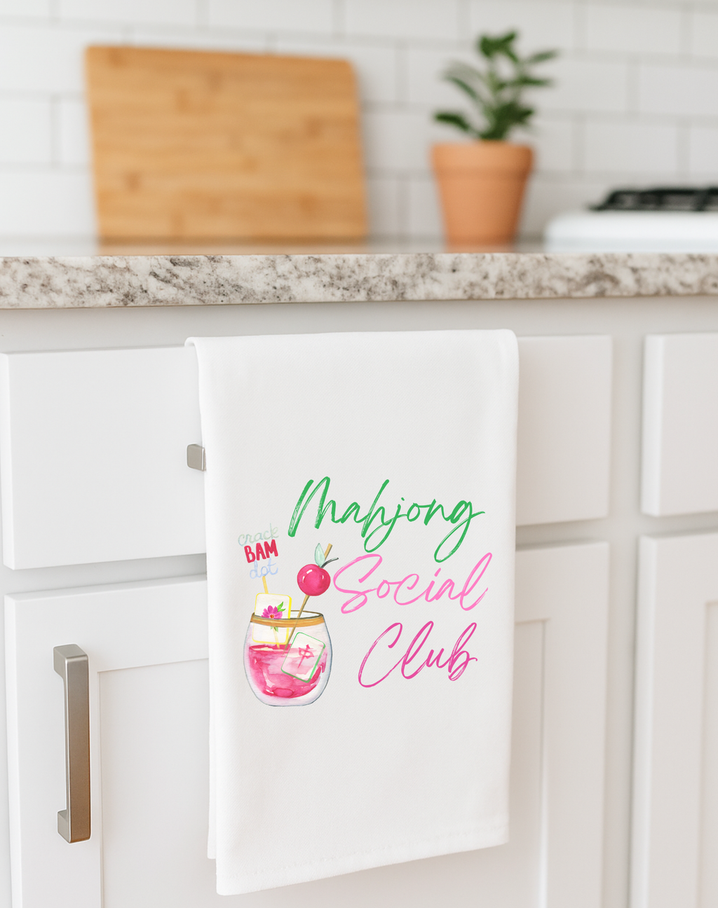 Mahjong Social Club Cute Hostess Tea Towel