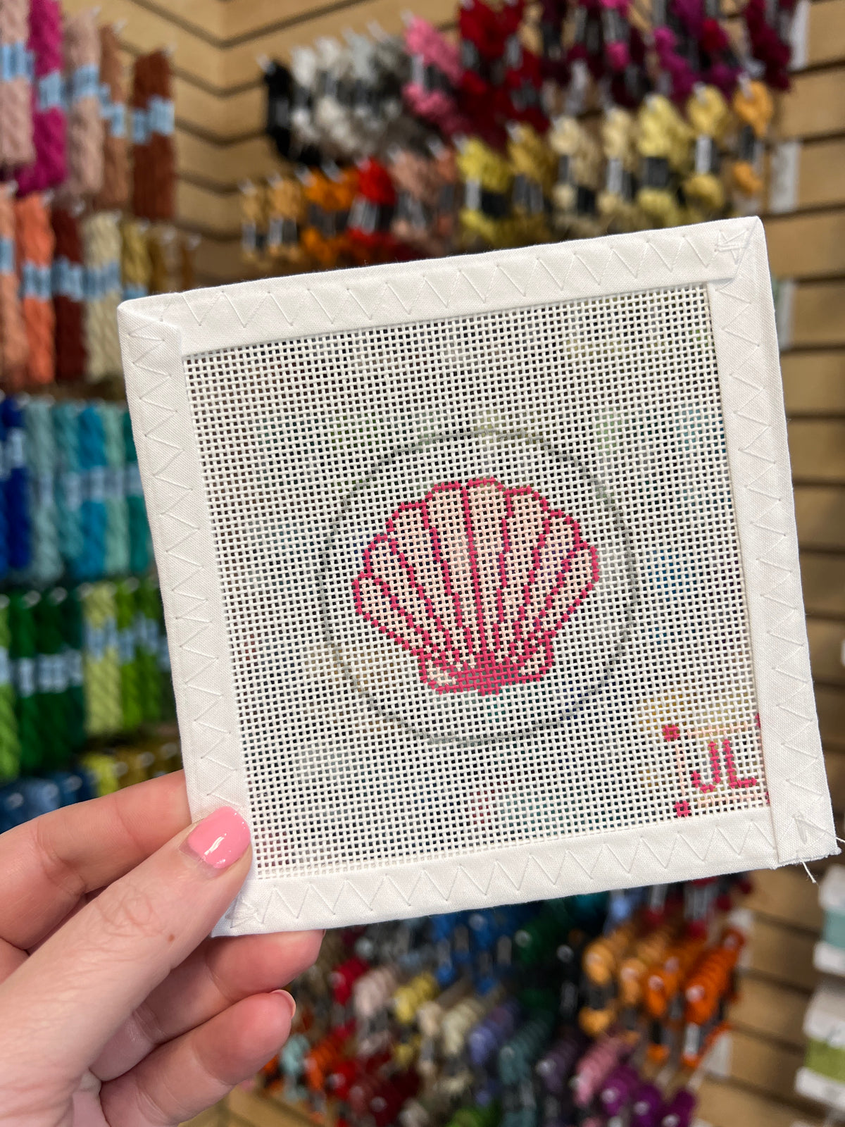 Pink Seashell 2" Round Canvas
