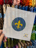 Fleur de Lis with Stripes Round Canvas