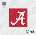 White on Crimson Alabama Mini Square (2.2") Canvas