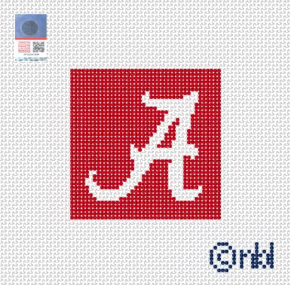 White on Crimson Alabama Mini Square (2.2") Canvas