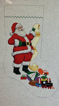 Santa with List Stocking Canvas-Boy