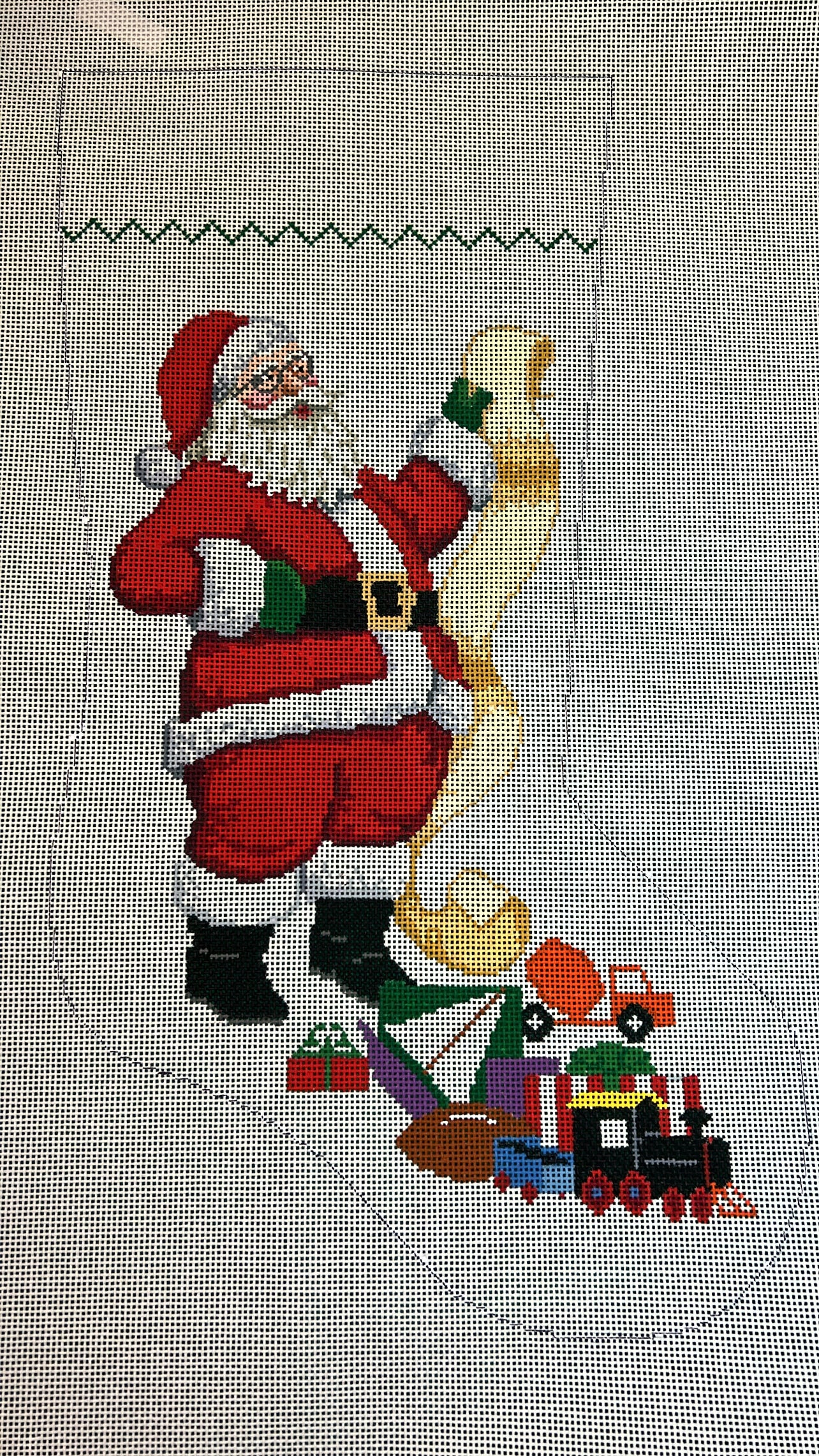 Santa with List Stocking Canvas-Boy