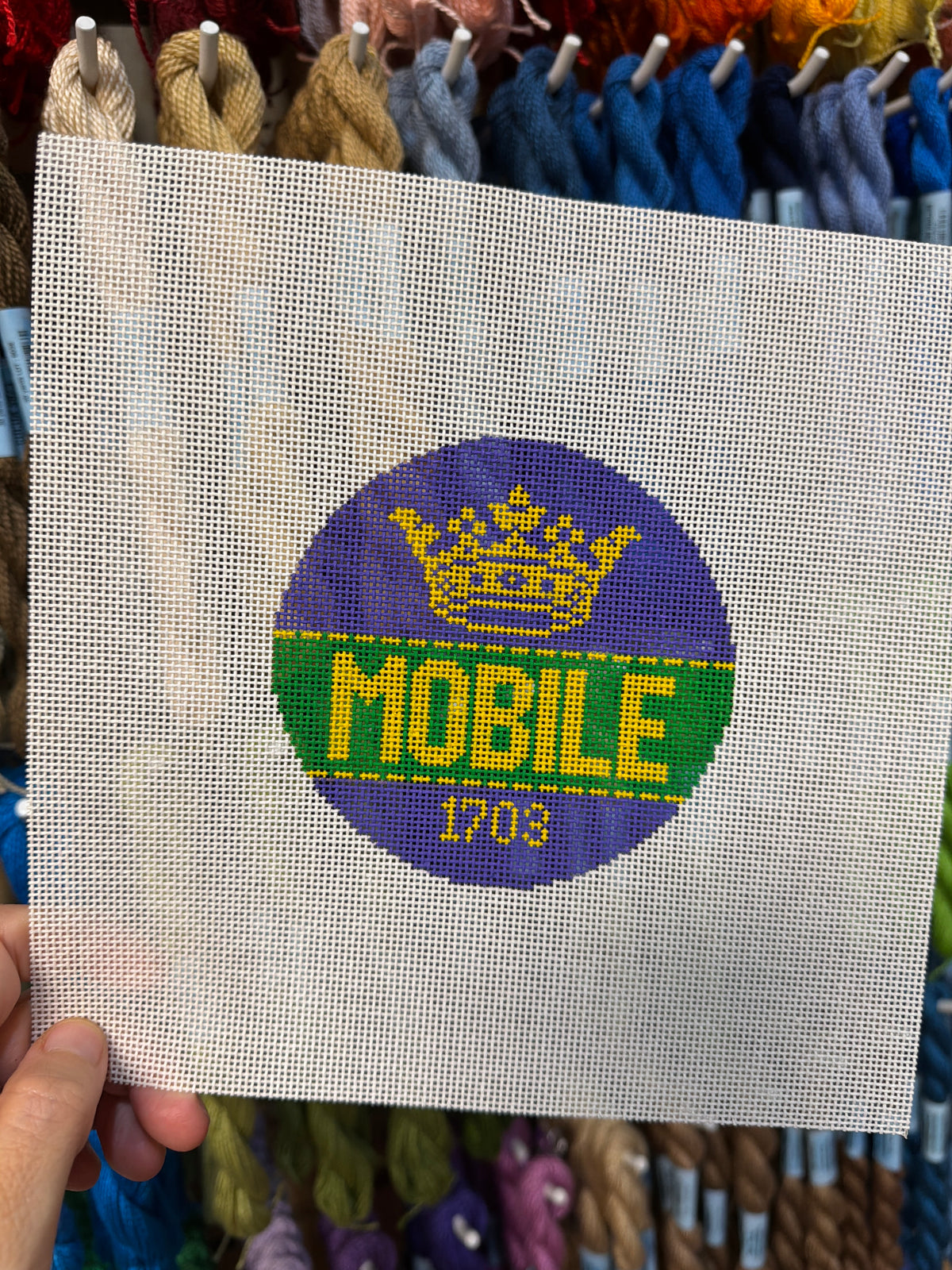 MOB Mobile Mardi Gras 4" Round Canvas