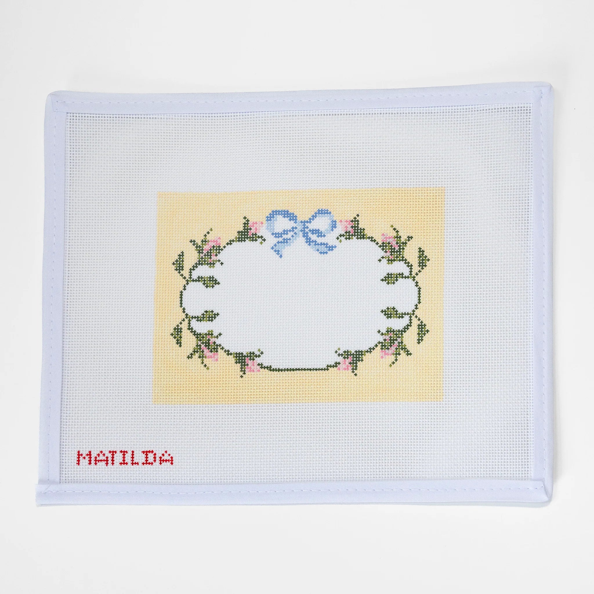 Roses and Ribbon Wreath Canvas