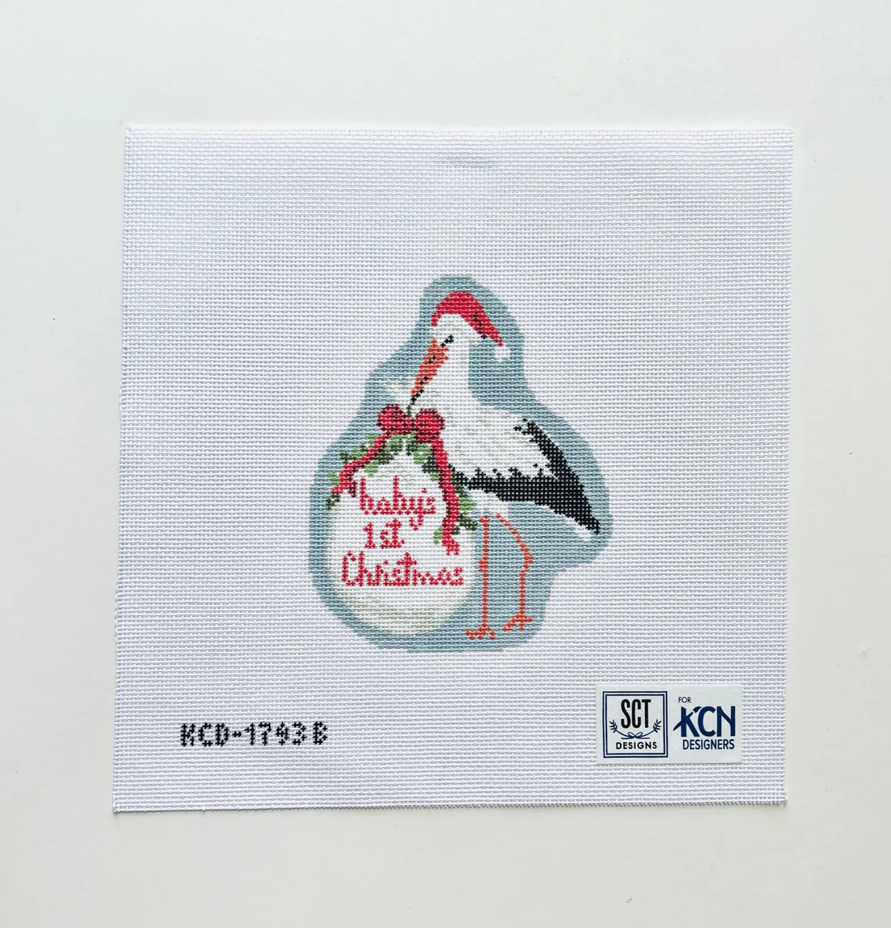 Baby's First Christmas Blue Stork Canvas