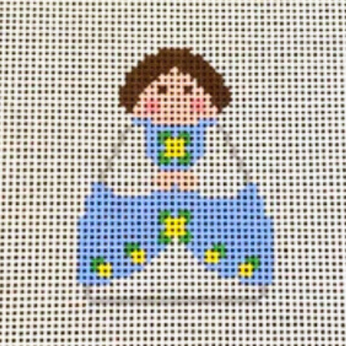 Blue Angel with Yellow Flowers Stitch It Angel Canvas