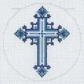 Blue Cross 3" Round Canvas