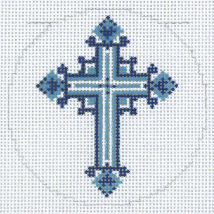 Blue Cross 3" Round Canvas