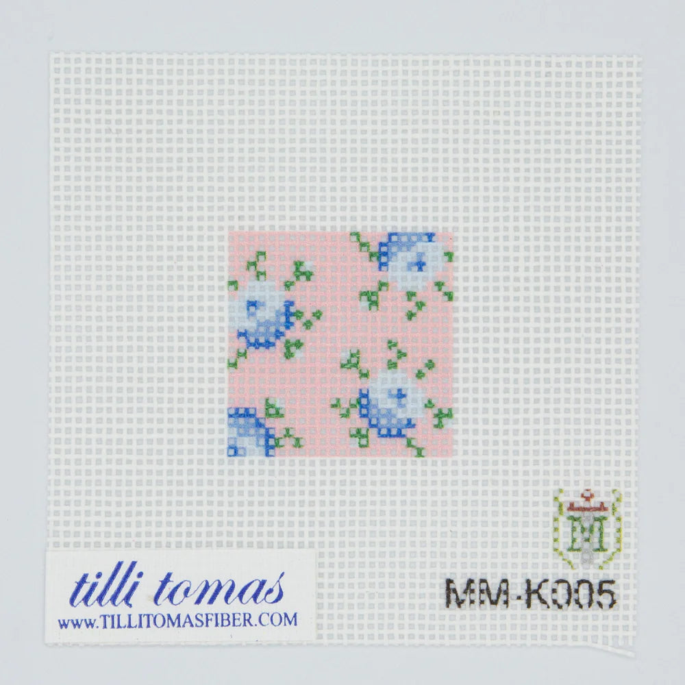 Blue Roses on Pink Mini Canvas