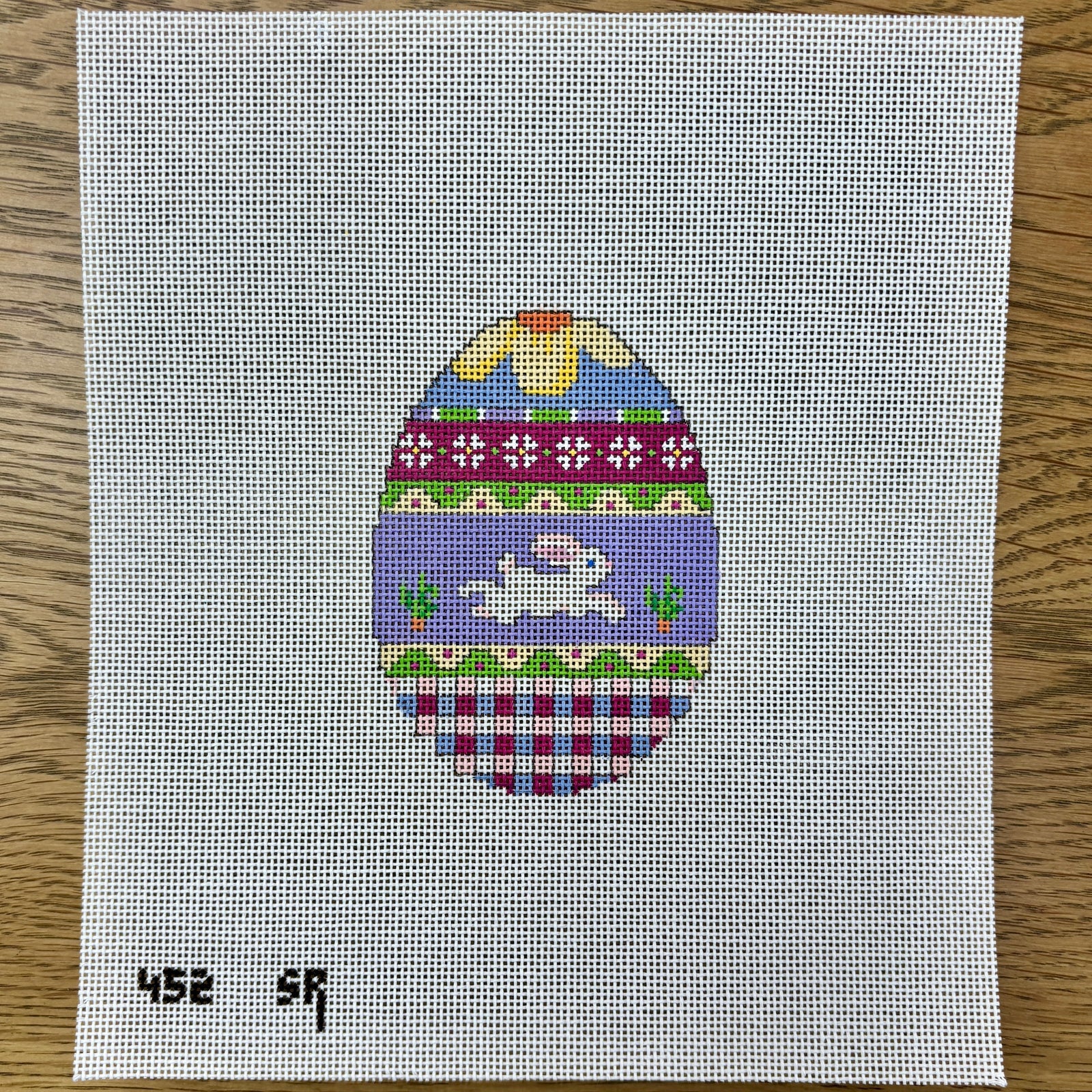 Bunny Over Plaid Egg Canvas