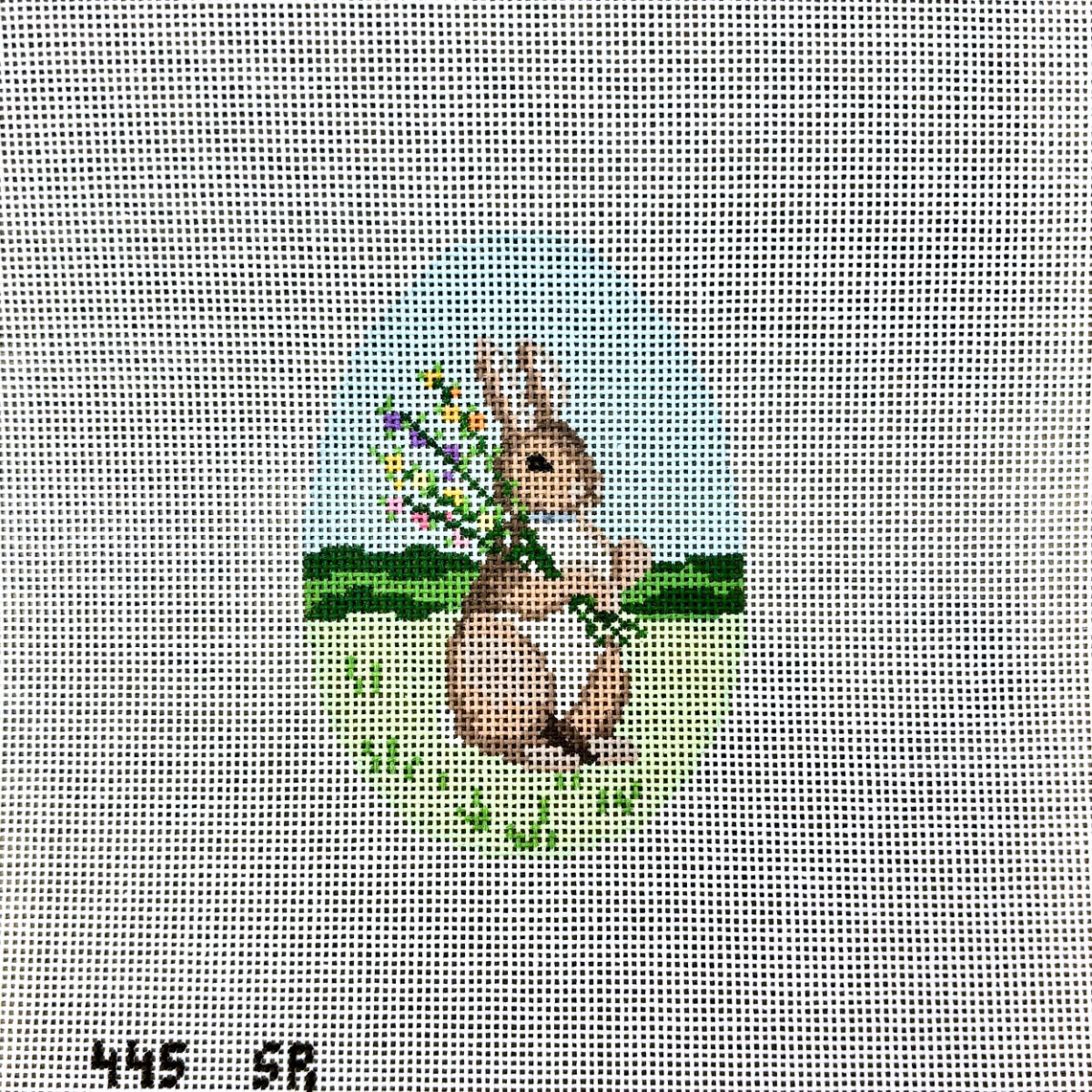 Bunny with Flowers Egg Canvas