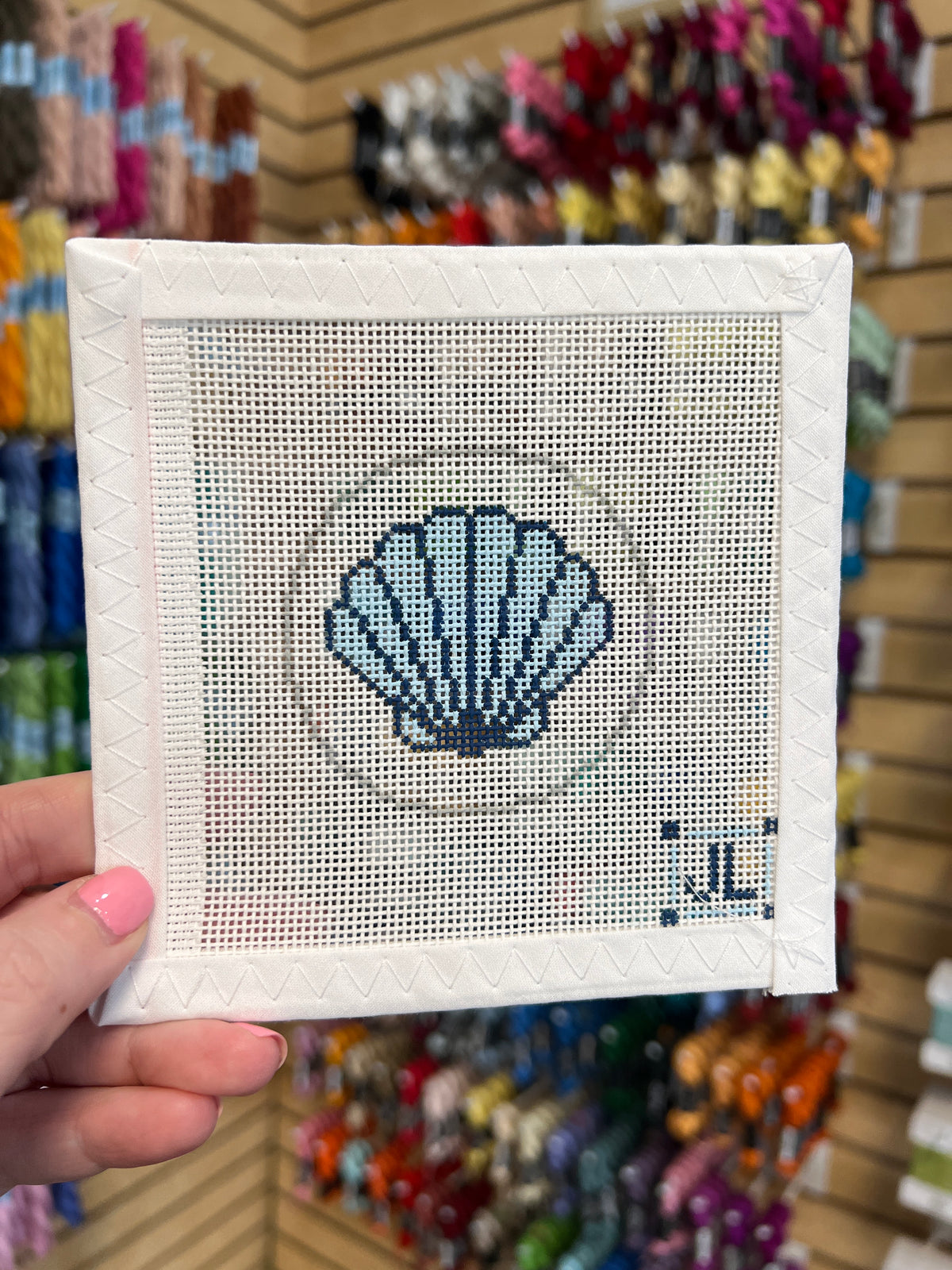 Blue Seashell 2" Round Canvas