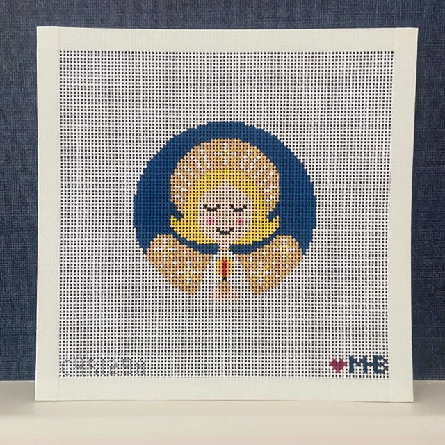 Angel Girl (Blonde) Round Canvas (