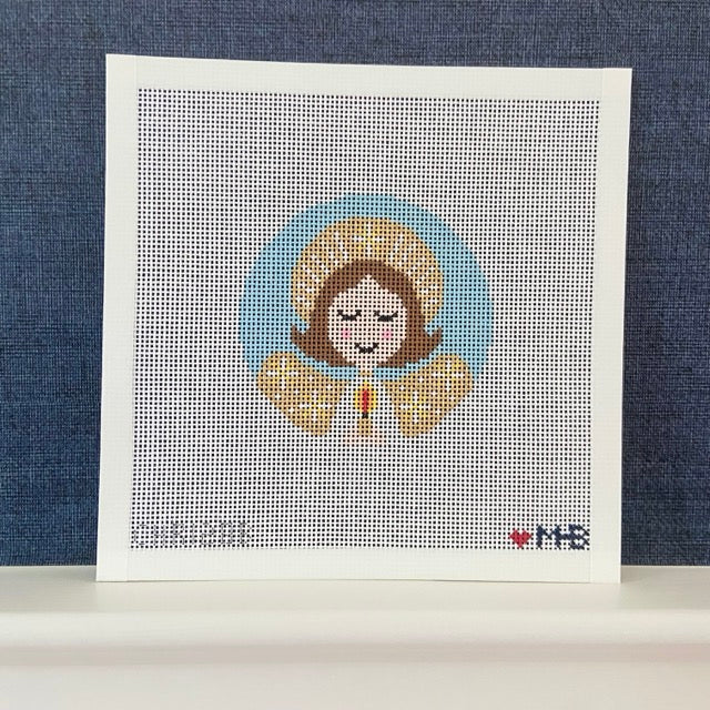 Angel Girl (Brunette) Round Canvas