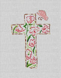 Peach Floral Cross with Butterfly Canvas