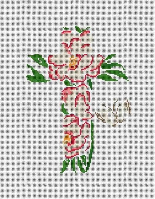 Camellia Cross with Butterfly Canvas