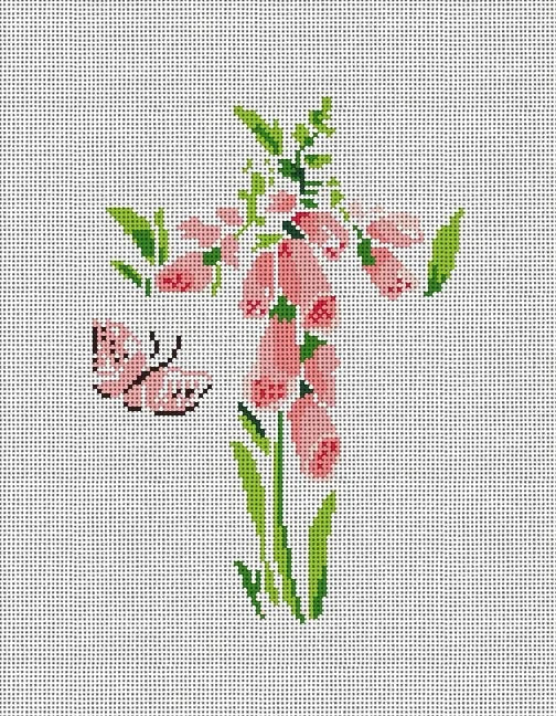 Floral Cross with Butterfly Canvas